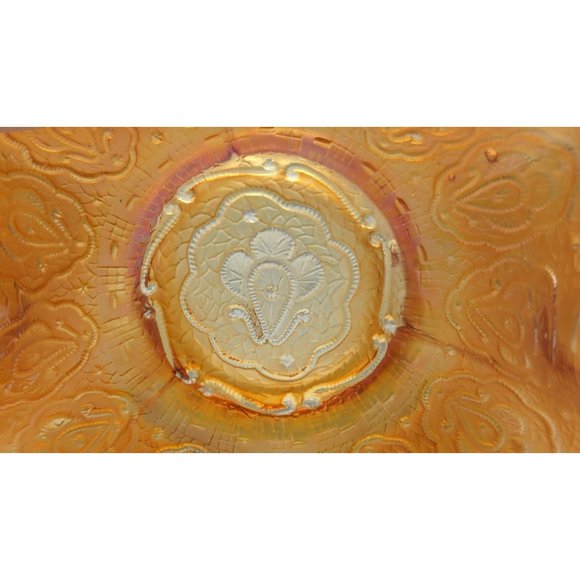 Vintage Fenton persian medallion small carnival glass dish rare marigold - Picture 16 of 16
